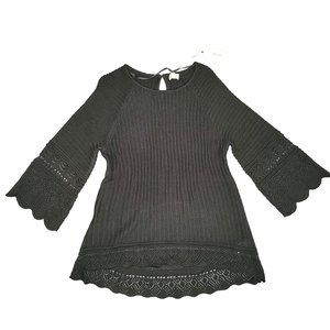 Greige NWT black lace witchy bell sleeve long sleeve top size medium